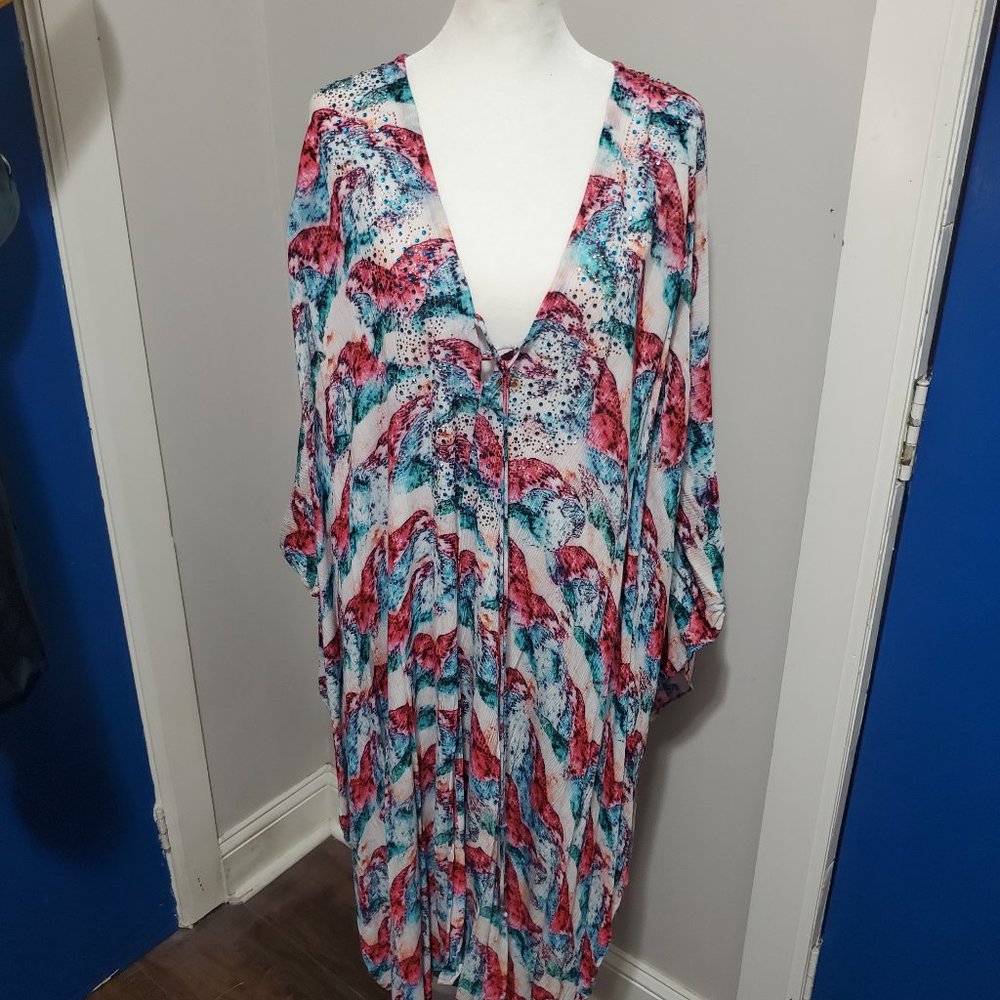 JBD Swim Coverup Colorful with Rhinestones (One Size)